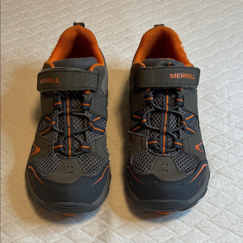 Merrell Trail Chaser Kids' Gray and Orange Sneakers, adjustable, 4